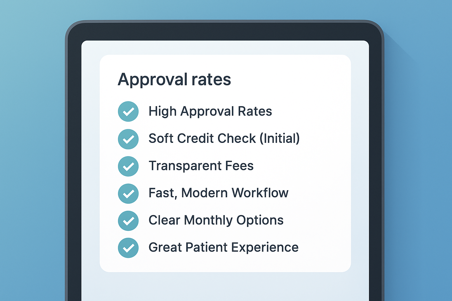 Checklist of qualities to look for in a patient financing partner